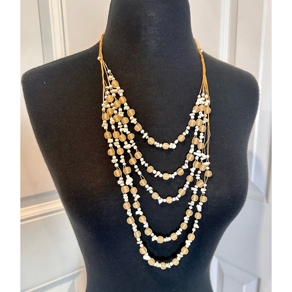 2 Boho Graduated Multi-Strand Beads on Cord Necklaces Wear Together or Separate - Picture 6 of 10